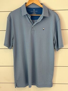The Southern Shirt Company Blue Striped Polo with Navy Accents